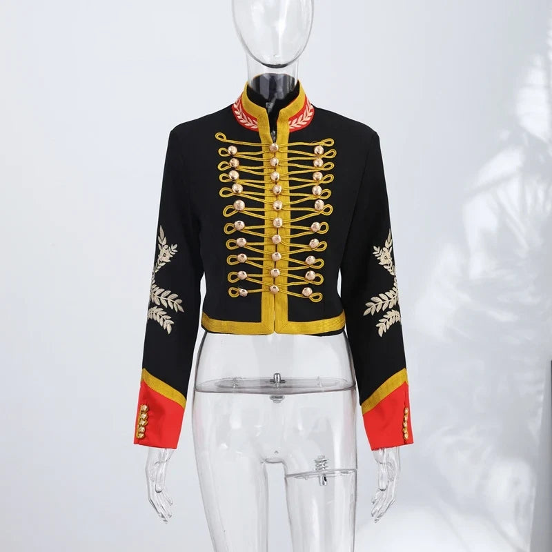 Embroidered Cropped Military Jacket