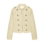 Chevron Stripe Stand Collar Jacket