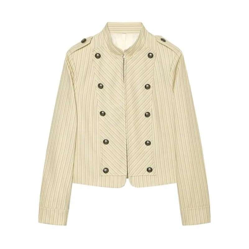Chevron Stripe Stand Collar Jacket