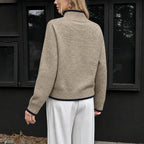 Contrast Trim Mock Neck Sweater