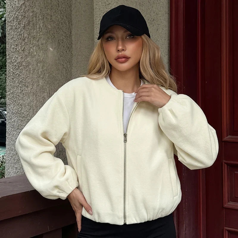 Cropped Zip Bomber Jacket