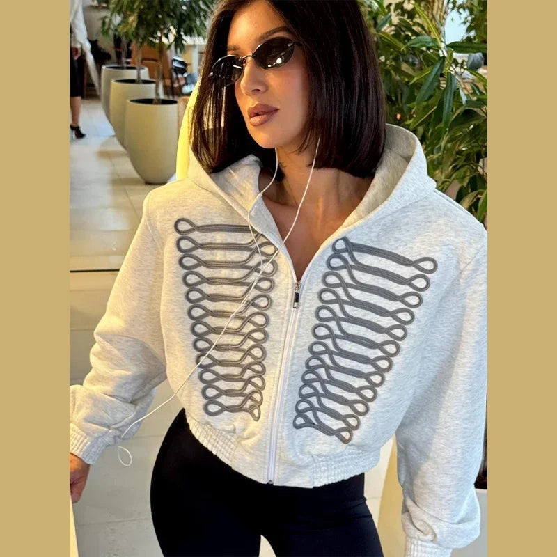 Cropped Hooded Zip Jacket