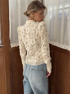 Floral Lace High Collar Blouse