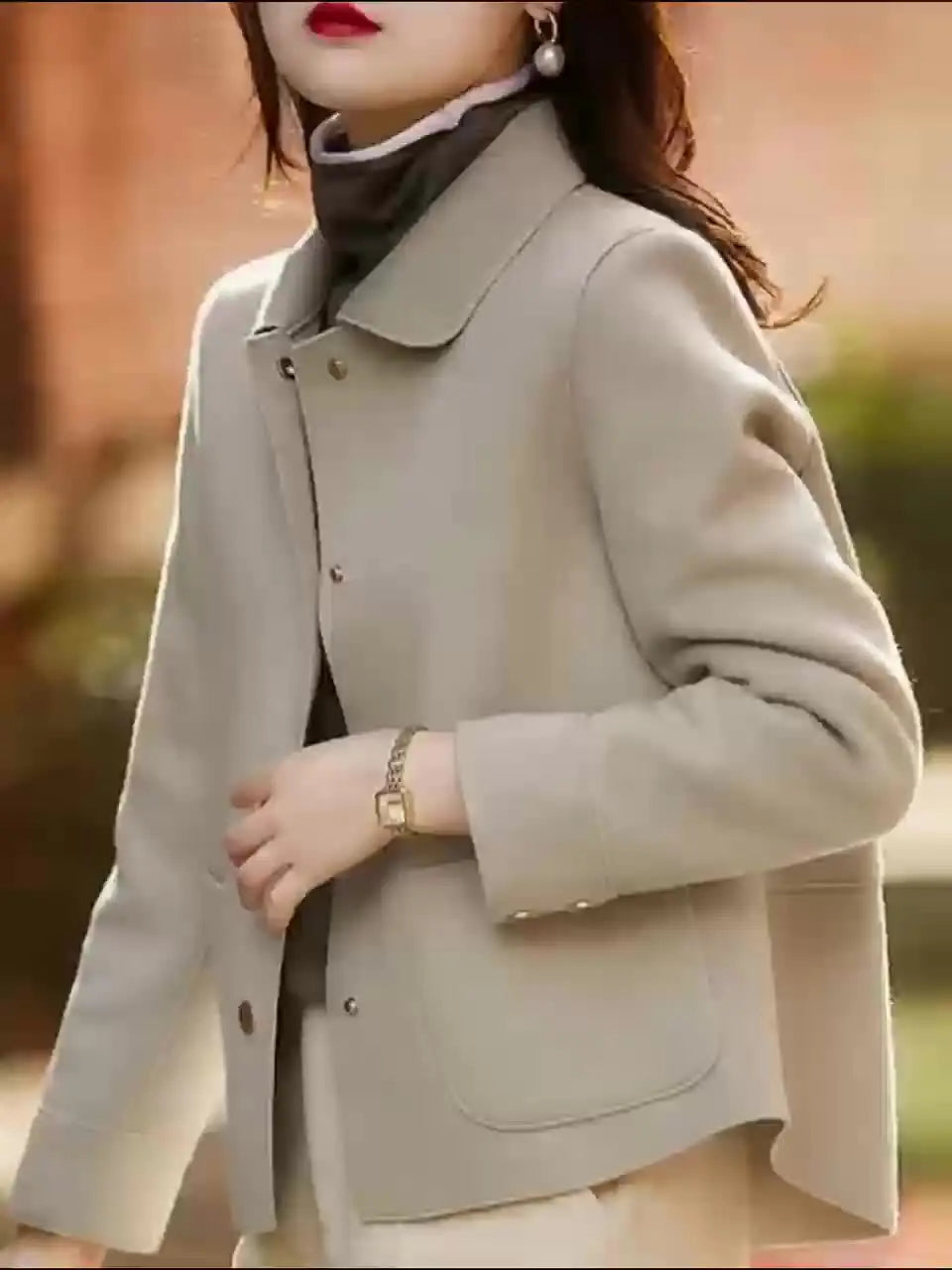 Relaxed Button Front Short Coat