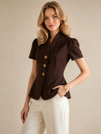 Gold Button Peplum Blazer