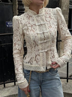 Floral Lace High Collar Blouse