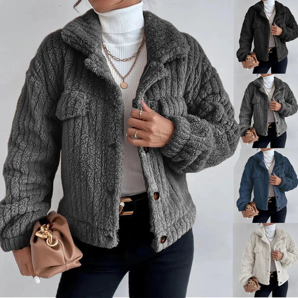 Textured Plush Lapel Jacket