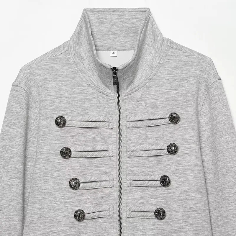 Cropped Stand Collar Zip Jacket