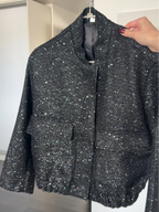 Sequin Stand Collar Bomber Jacket