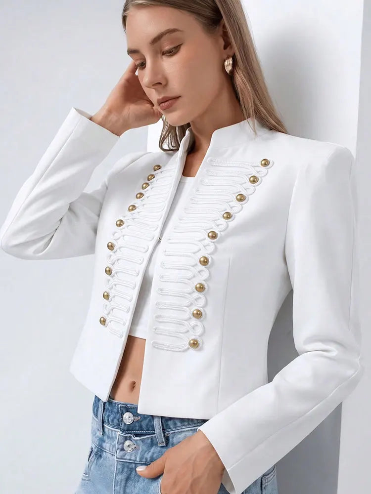 Braided Button Cropped Jacket