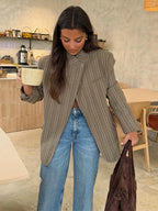 Plaid Stand Collar Blazer