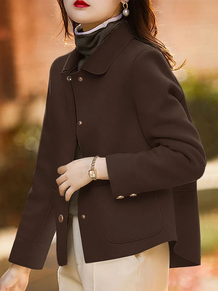 Relaxed Button Front Short Coat