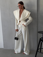 Layered Lapel Cropped Blazer Trouser Set