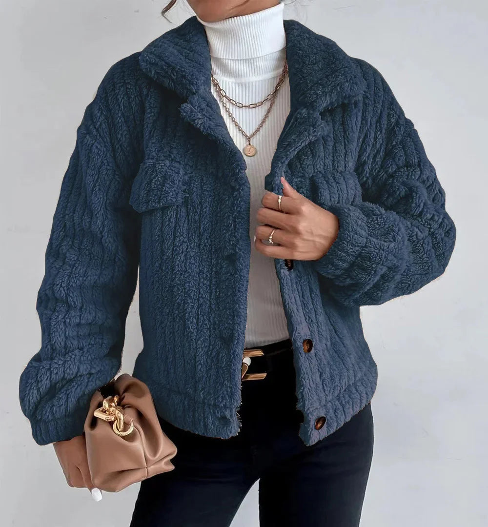Textured Plush Lapel Jacket
