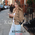 Khaki Suede-Like Military Cropped Jacket