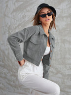 Cropped Corduroy Utility Jacket