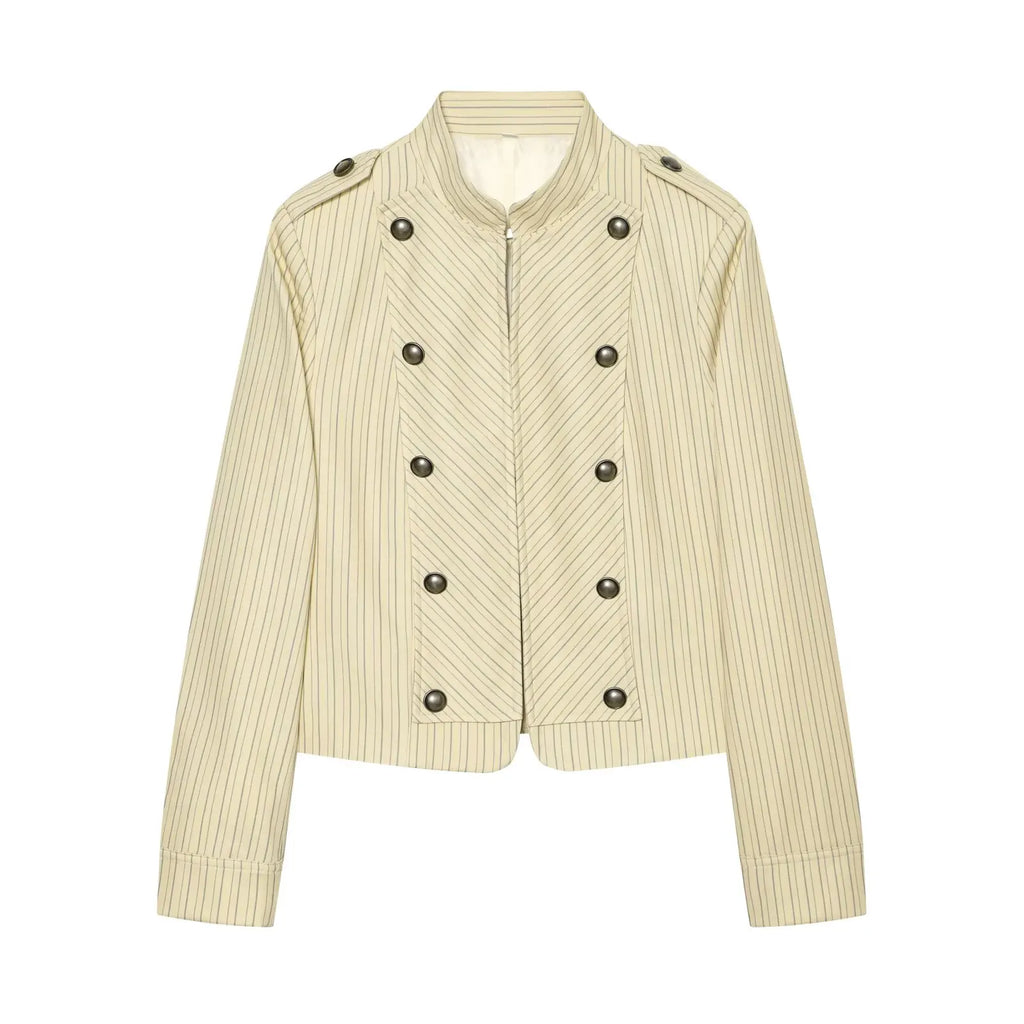 Chevron Stripe Stand Collar Jacket