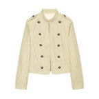 Chevron Stripe Stand Collar Jacket