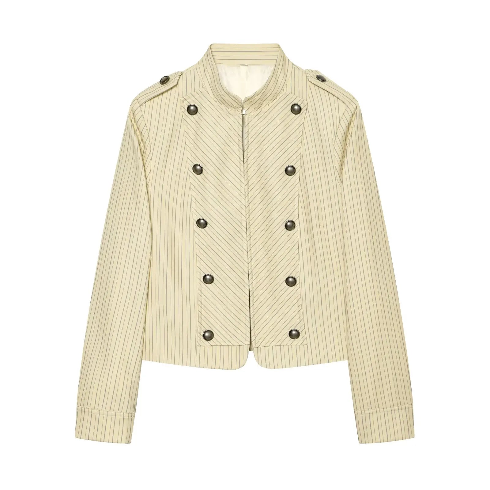 Chevron Stripe Stand Collar Jacket