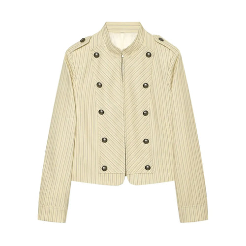 Chevron Stripe Stand Collar Jacket