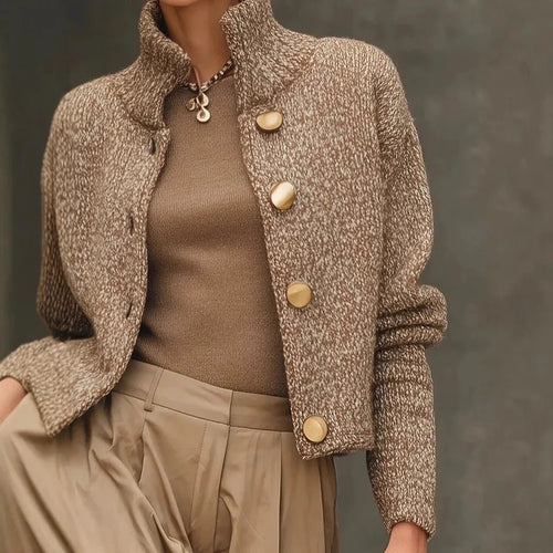 Cropped Textured Knit Jacket