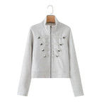 Cropped Military Zip Jacket