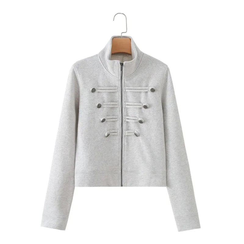 Cropped Military Zip Jacket