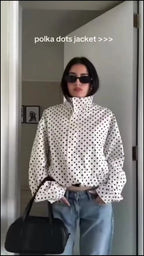 Polka Dot Cropped Zip Jacket
