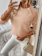 Diagonal Shoulder Button Knit Sweater