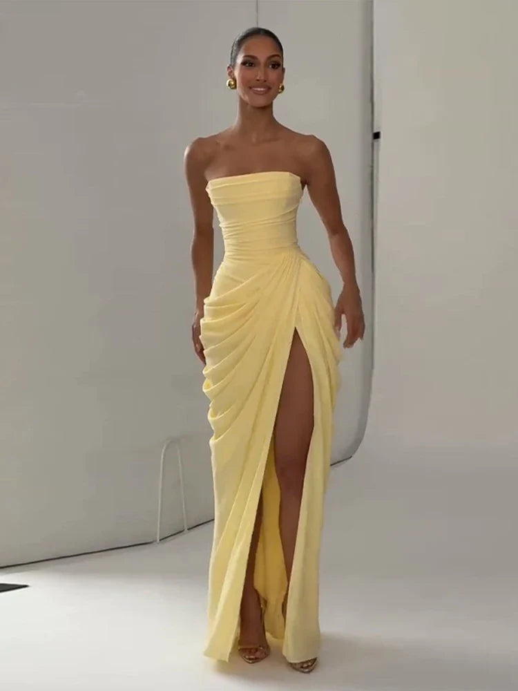 Ruched Evening Maxi Dress