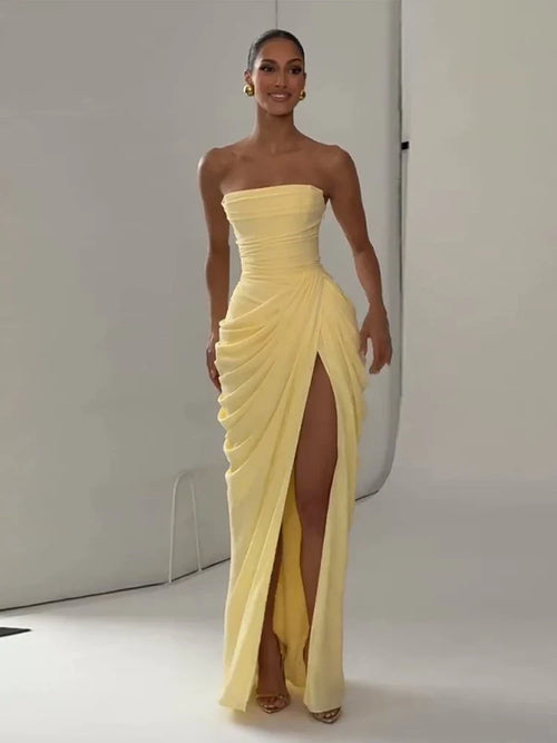 Ruched Evening Maxi Dress