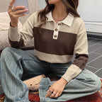 Colorblock Button Polo Sweater