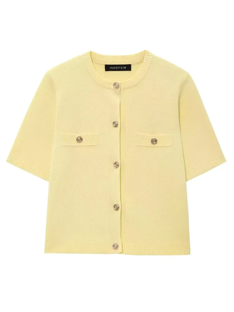 Short Sleeve Button Cardigan