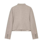 Taupe Military-Inspired Cropped Jacket