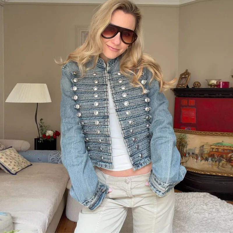 Cropped Silver-Button Jacket