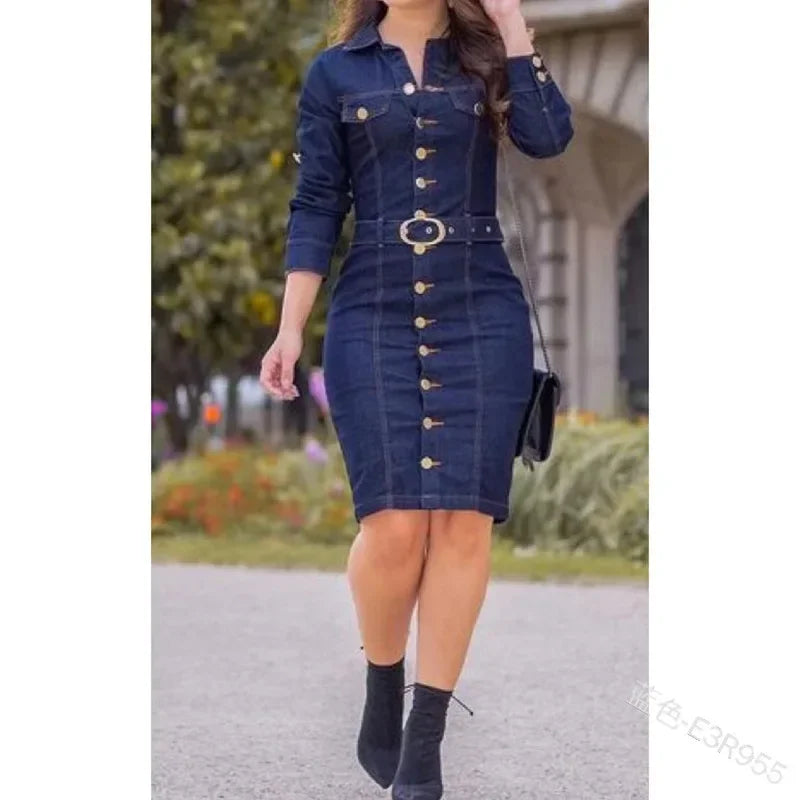 Belted Denim Shirt Dress