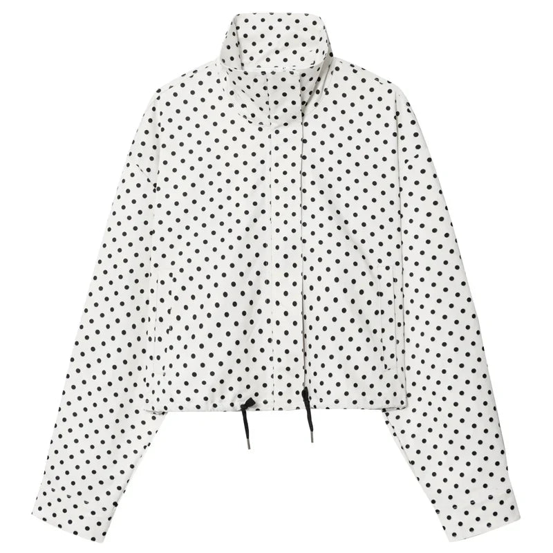 Polka Dot Cropped Zip Jacket
