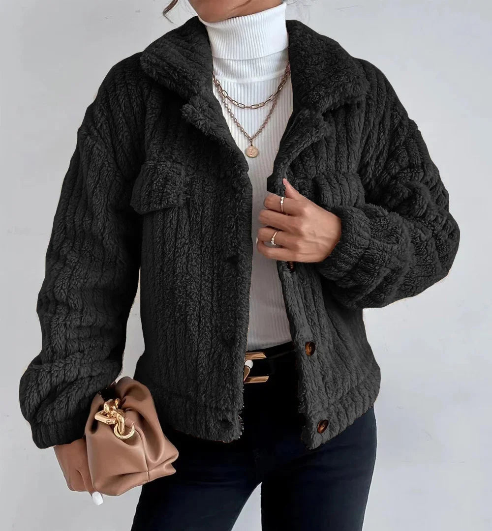 Textured Plush Lapel Jacket