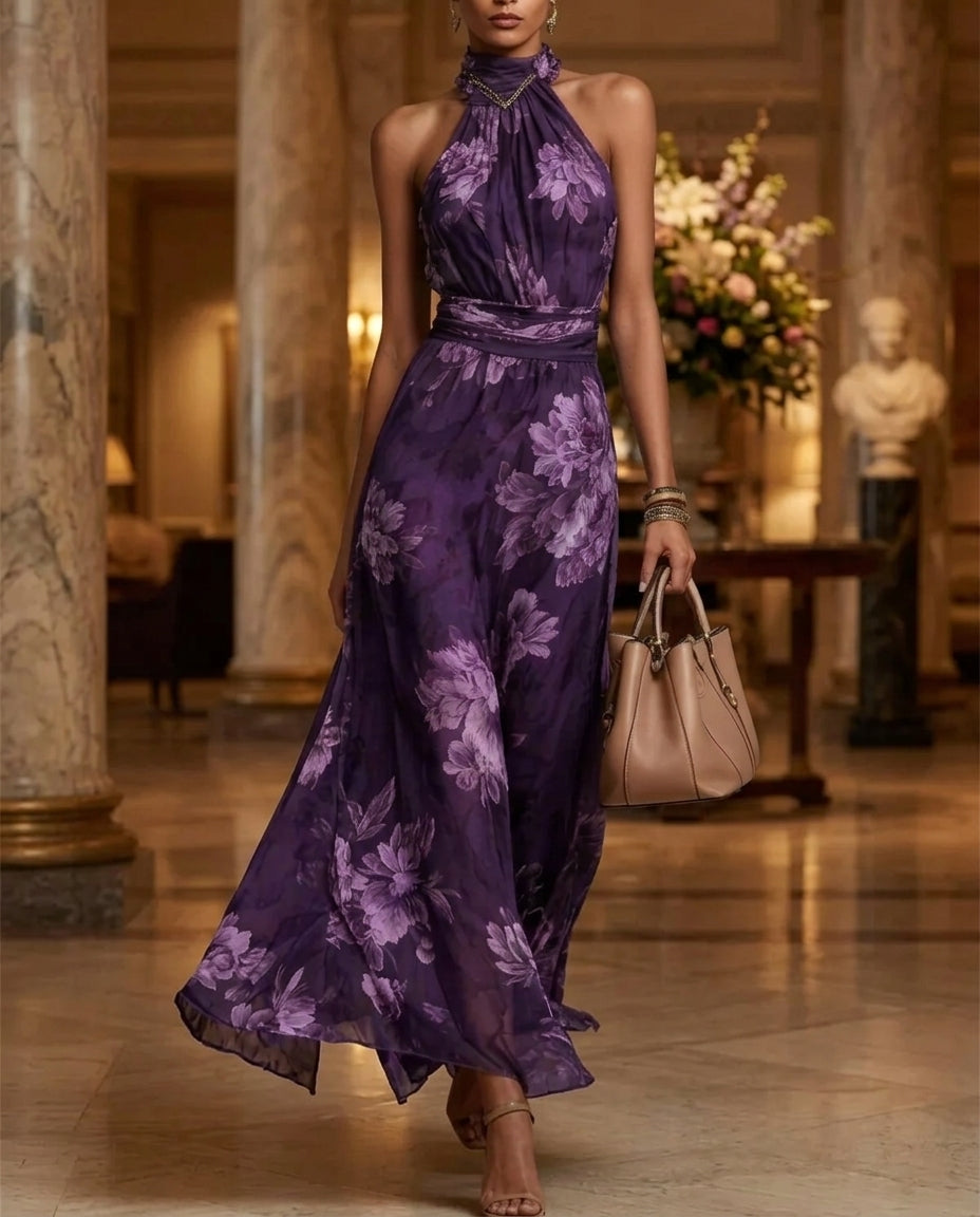 Floral Halter Wide-Leg Jumpsuit