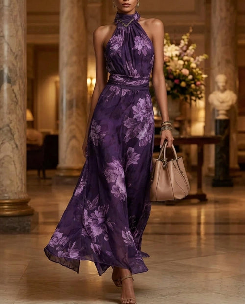 Floral Halter Wide-Leg Jumpsuit