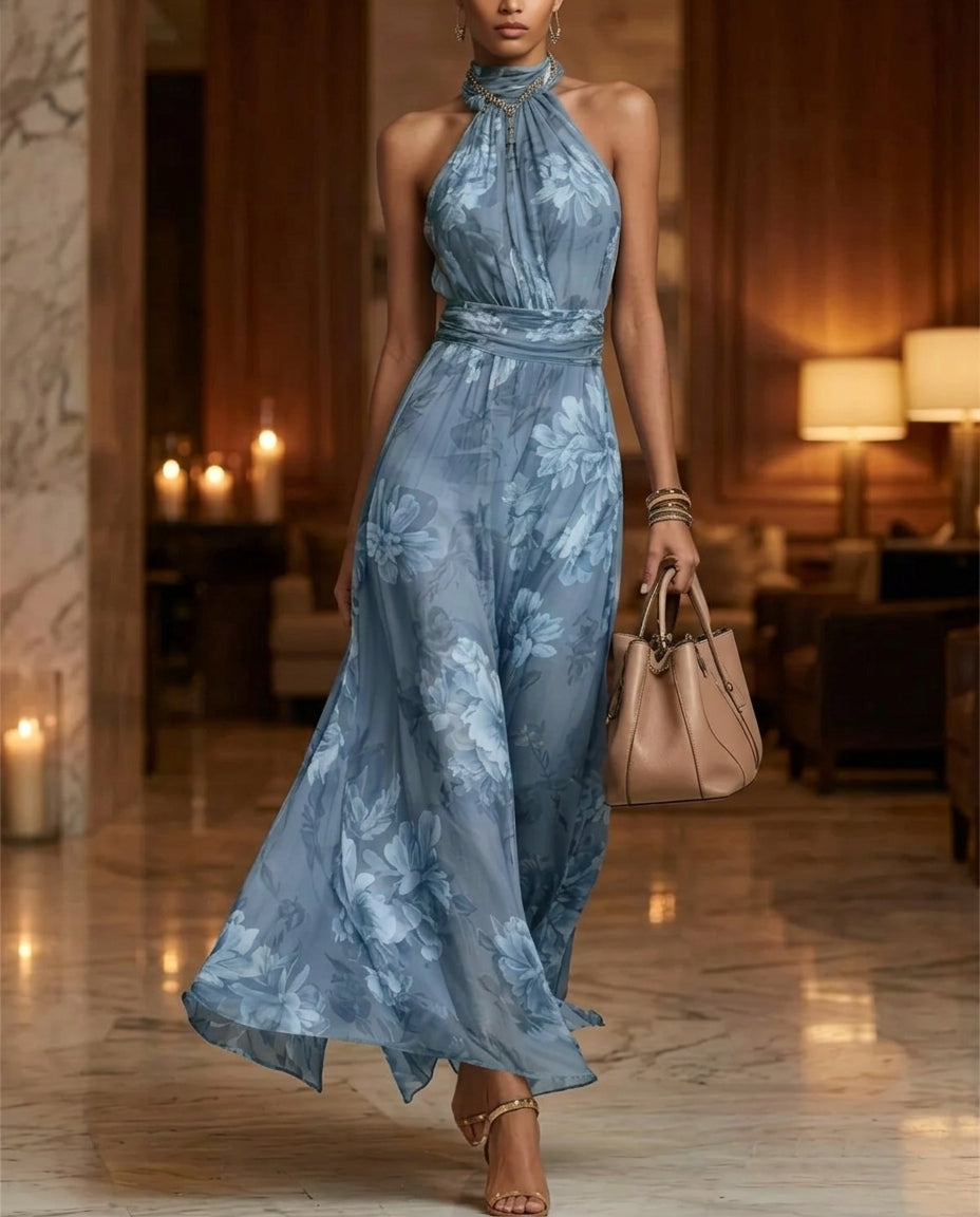 Floral Halter Wide-Leg Jumpsuit