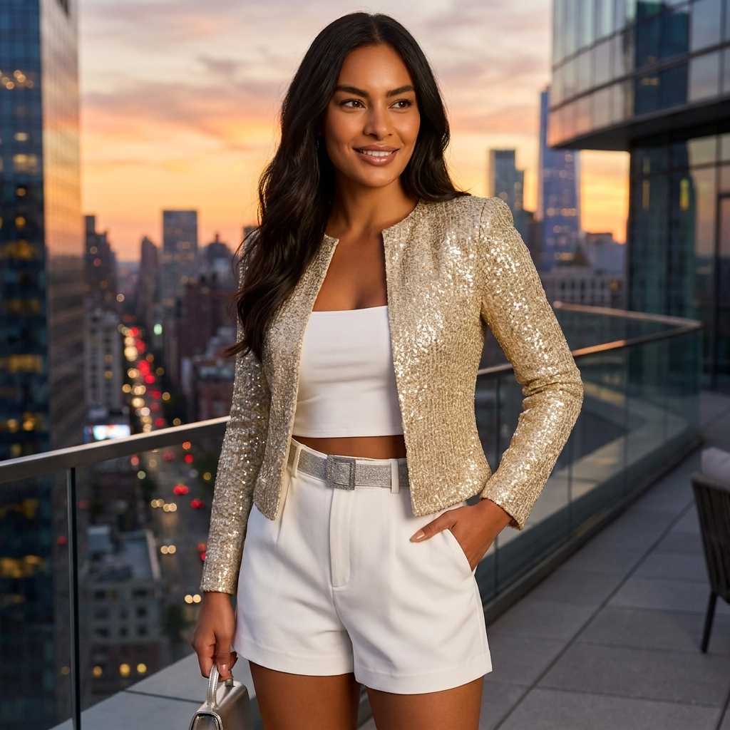 Sequin Cropped Blazer