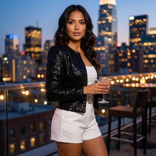 Sequin Cropped Blazer
